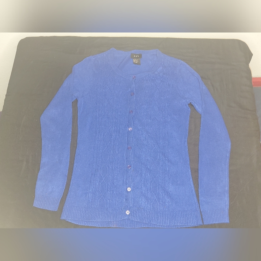 R.Q.T. Elegant Blue Women's Cardigan Sweater Sz S